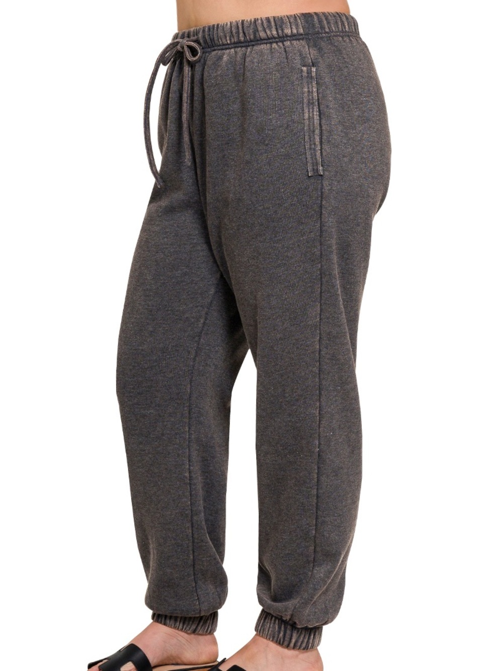 Zenana Outfitters Plus Charcoal Gray Drawstring Jogger Pants